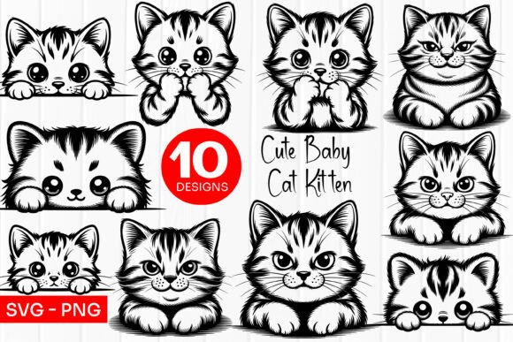 Adorable Kitten Faces Border Frame SVG