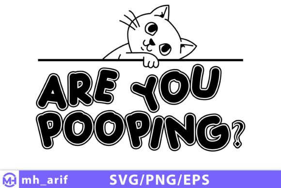 Bathroom Funny Cat Hand-Drawn SVG Design