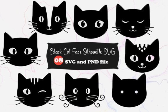 Black Cat Face Silhouette SVG