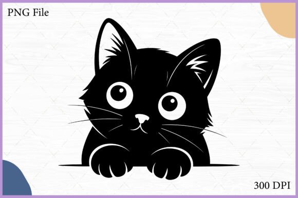 Black Cat Peeking Clipart SVG Silhouette
