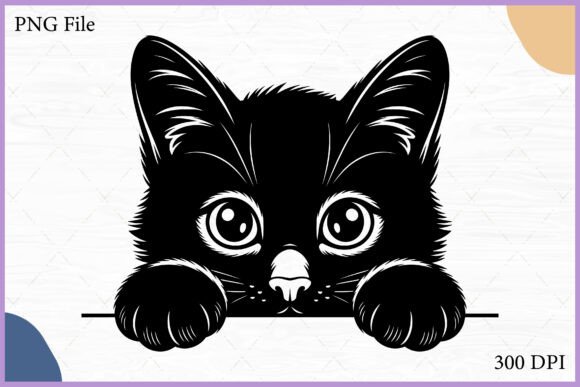 Black Cat Peeking Silhouette SVG Clipart