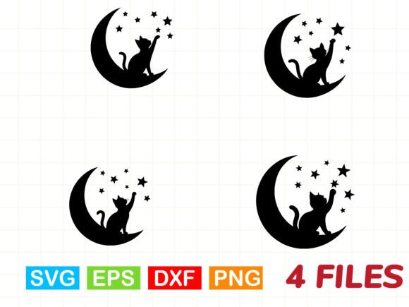 Cat and Moon SVG, Celestial Svg