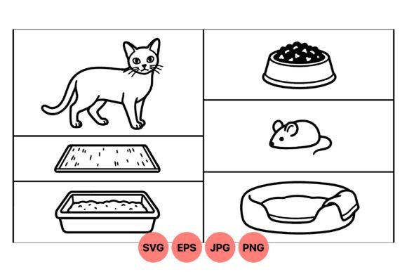 Cat Care Essentials SVG Lineart