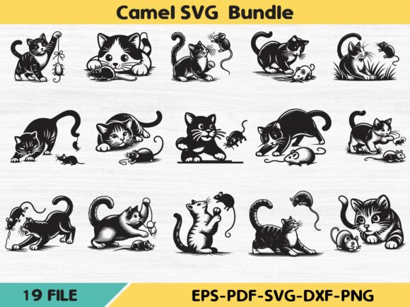 Cat Catches Mouse SVG Bundle