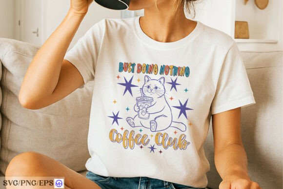 Cat Coffee Club Hand-draw SVG PNG Design