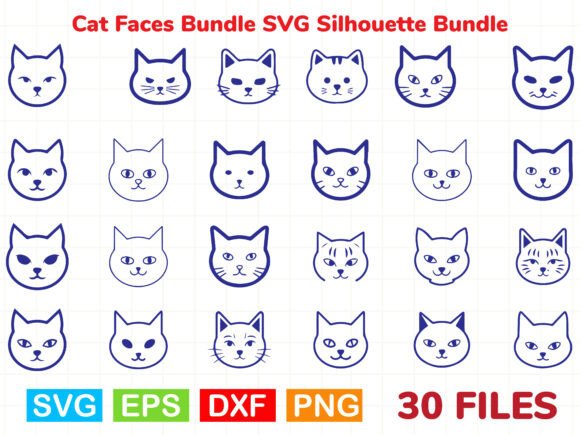 Cat Faces Bundle SVG Silhouette Bundle