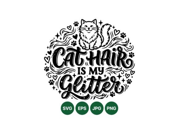 Cat Hair Glitter SVG Design