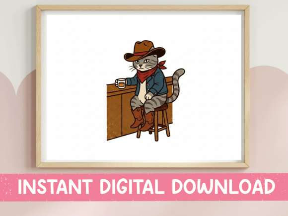 Cowboy Cat Wheat Badge SVG PNG