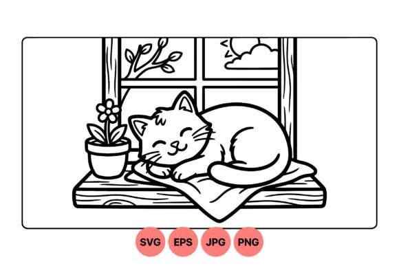 Cozy Cat Sleep Window SVG