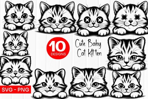 Cute Baby Kitten Faces Cartoon SVG PNG
