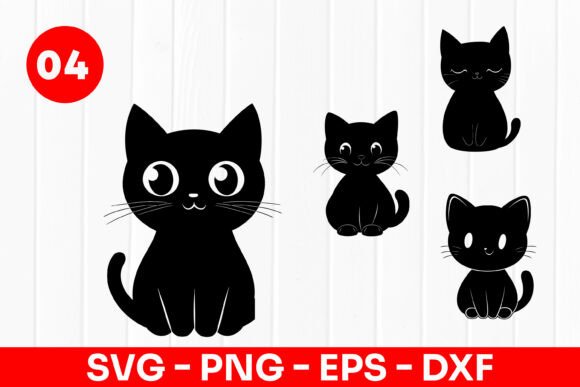 Cute Black Cat Cartoon Pet Animal SVG