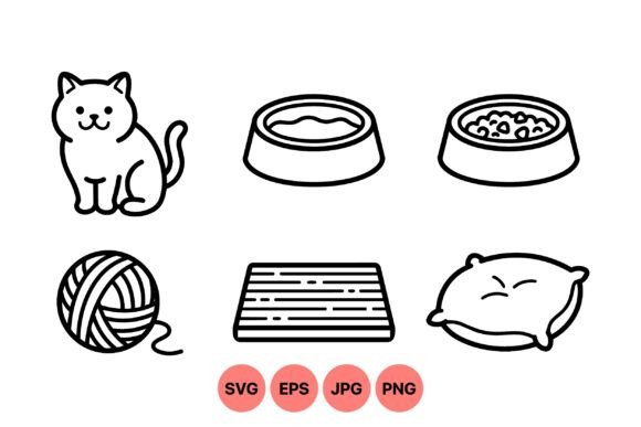 Cute Cat and Pet Essentials SVG