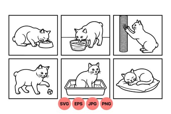 Cute Cat Daily Life SVG