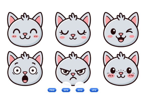 Cute Cat Face Expressions SVG