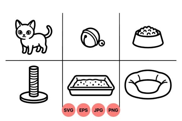 Cute Cat Pet Icons SVG