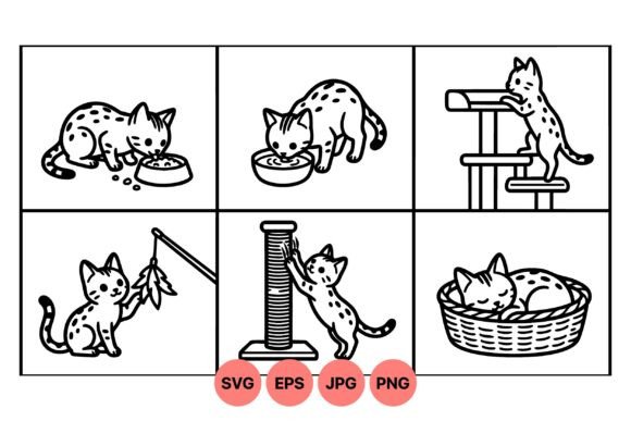 Cute Kitten Play and Sleep SVG