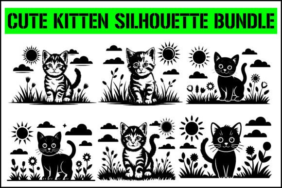 Cute Kitten Silhouette Bundle