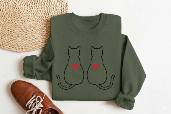 Free Minimalist Cat Line Art Heart SVG