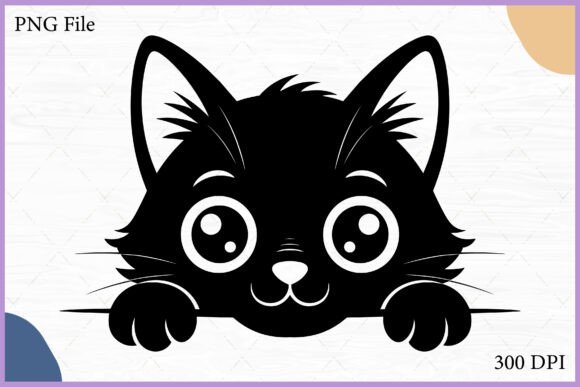 Funny Black Cat Peeking Silhouette SVG