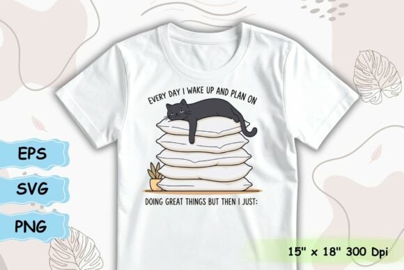 Funny Lazy Cat Pillow Stack SVG