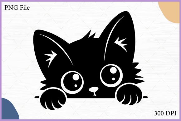 Funny Peeking Cat Vector Silhouette SVG