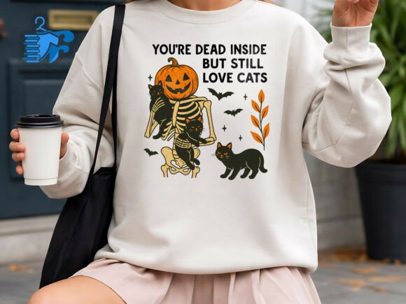 Halloween Cat Lover Skeleton SVG