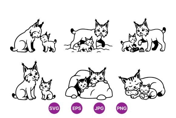 Lynx Cat Family Black SVG
