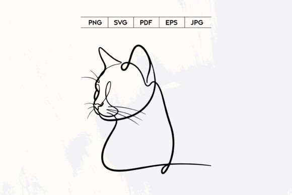 Minimal Cat Line Art SVG Vector Design