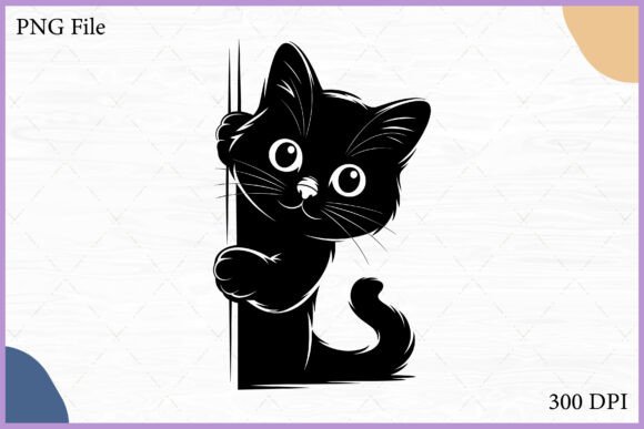 Peeking Cat Silhouette Black Clipart SVG