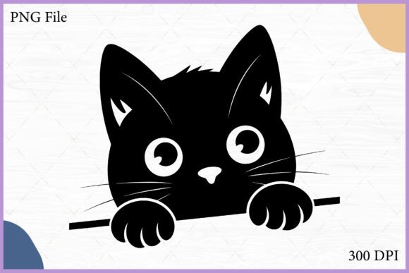 Peeking Cat Silhouette Vector Black SVG