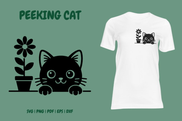 Peeking Cat with Flower Pot SVG