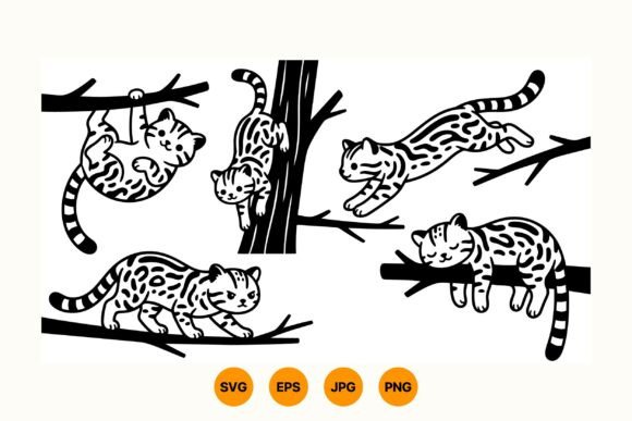 Playful Cat Tree Clipart SVG