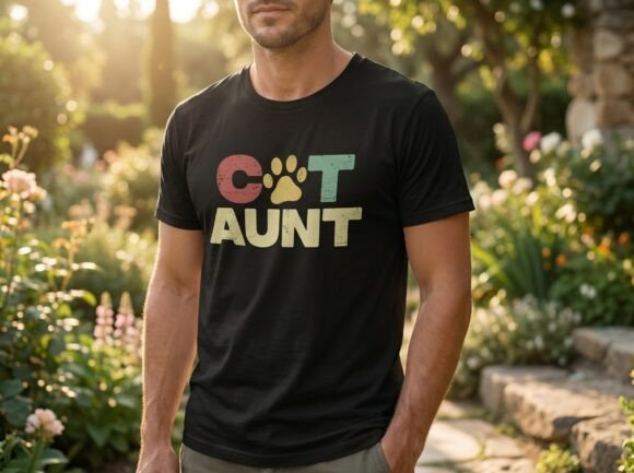 Retro Cat Aunt Typography SVG – Vintage