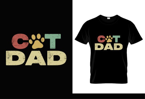Retro Cat Dad Typography SVG – Vintage