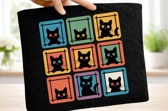 Retro Vintage Black Cats 80s Funny Cat