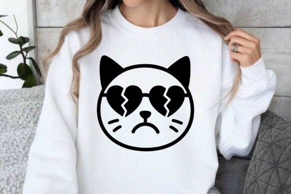 Sad Cat with Heartbroken Sunglass SVG