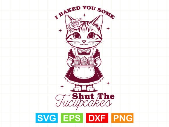 Shut the Fucupcakes SVG, Retro Kitten