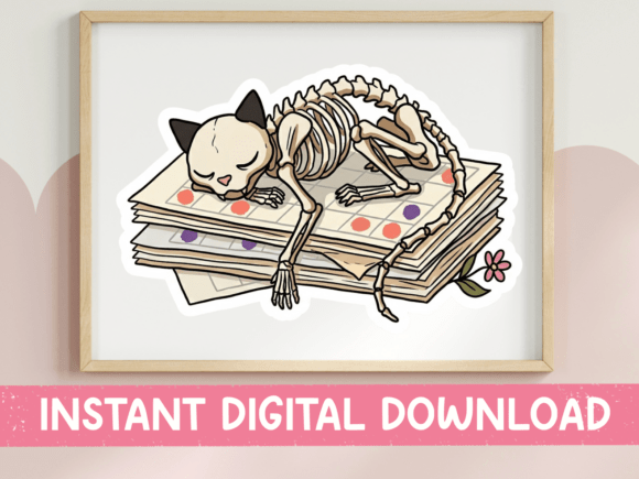 Skeleton Cat Bingo Cards SVG