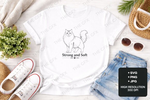 Strong and Soft Cat Line Art SVG Designs