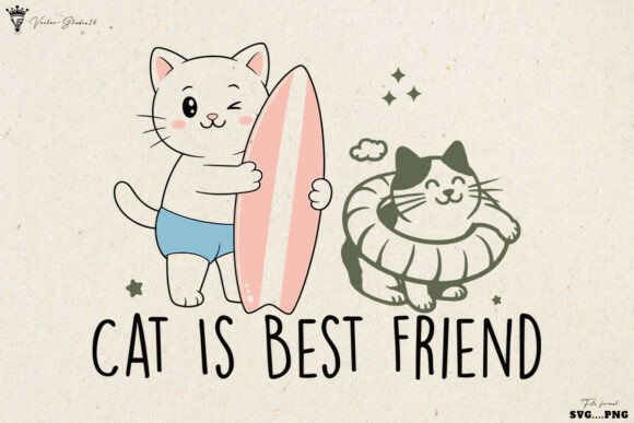 Summer Cat Is Best Friend SVG PNG