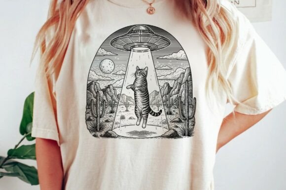 UFO Cat Western Shirt SVG PNG